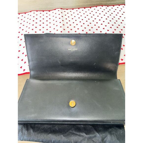 Saint Laurent Kate‎ Clutch Black Leather Gold Hardware Women's Bag - Picture 10 of 15